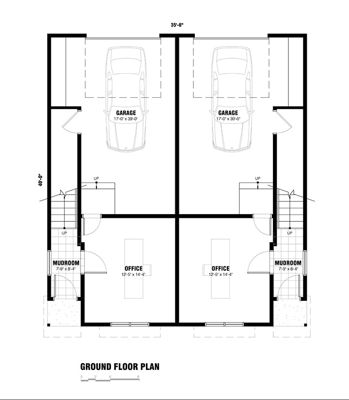 The Overlook Duplex – 3-Story, 2-Bedroom Modern Duplex House Plan - New!