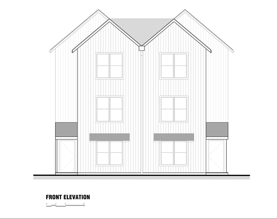 The Overlook Duplex – 3-Story, 2-Bedroom Modern Duplex House Plan - New!