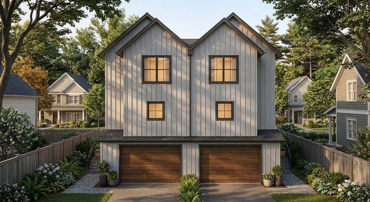The Overlook Duplex – 3-Story, 2-Bedroom Modern Duplex House Plan - New!